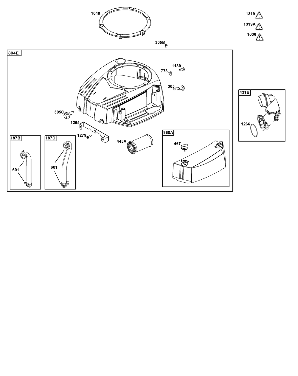 Blower Housing And Air Cleaner Group Diagram and Parts List for 33R877-0104-G1 200000 - 399999 Briggs and Stratton Engine